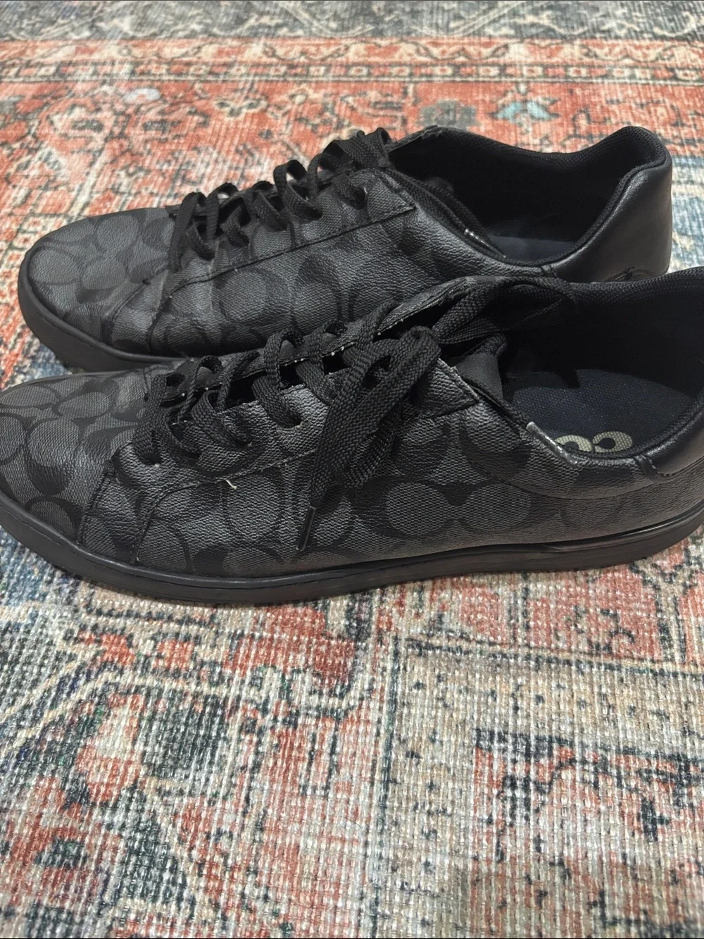 Coach Black Signature Canvas Low-Top Sneakers with Tonal C Pattern